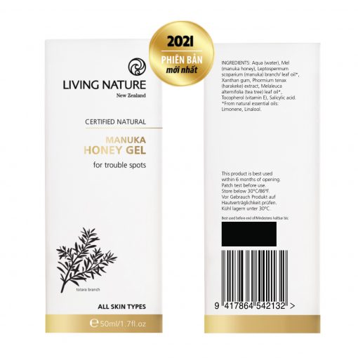 Gel trị mụn Manuka Living Nature Manuka Honey Gel 50ml 3a