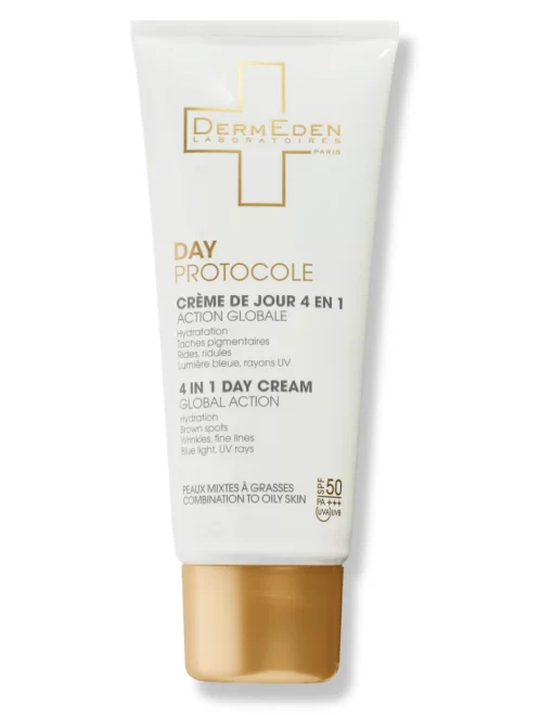 Kem chống nắng dưỡng da 4 in 1 DermEden Day Cream Global Action Combination Skin SPF 50/ PA+++ - (Dành cho Da hỗn hợp/ da dầu) 50ml