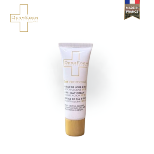 [Sample] Kem chống nắng dưỡng da 4 in 1 DermEden Day Cream Global Action Combination Skin SPF 50/ PA+++ – (Dành cho Da hỗn hợp/ da dầu) 3ml